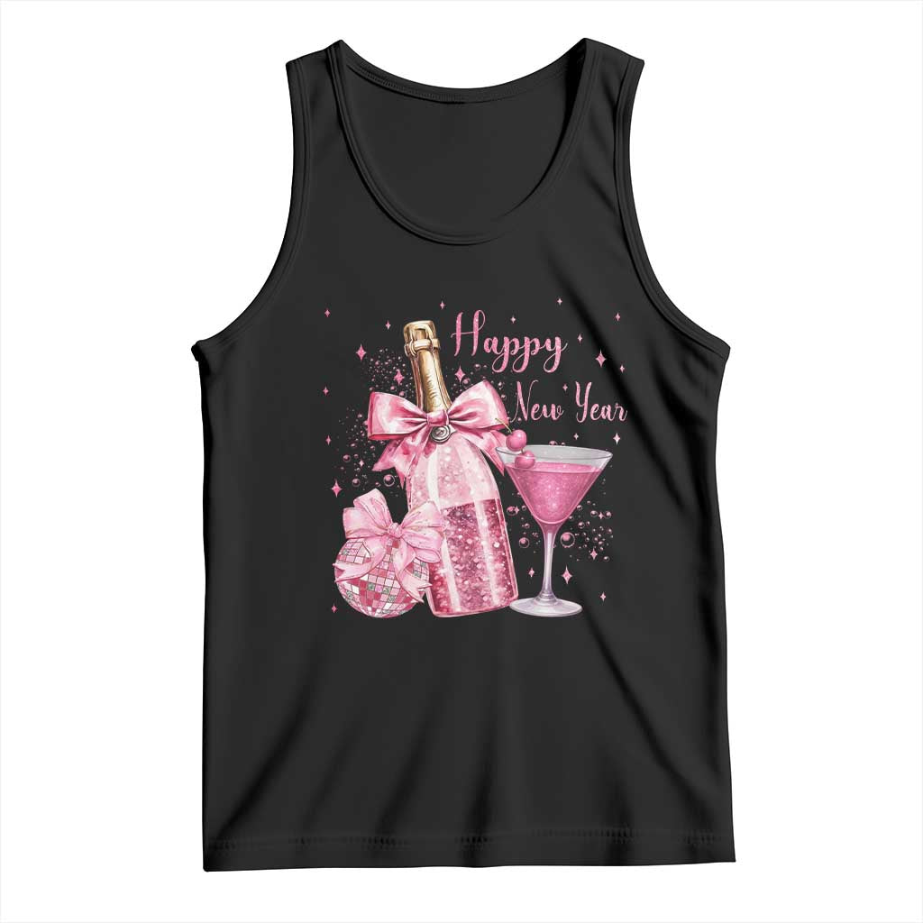 Happy New Year 2026 New Years Eve Party Tank Top Pink Cocktail Disco Ball TS11 Black Print Your Wear