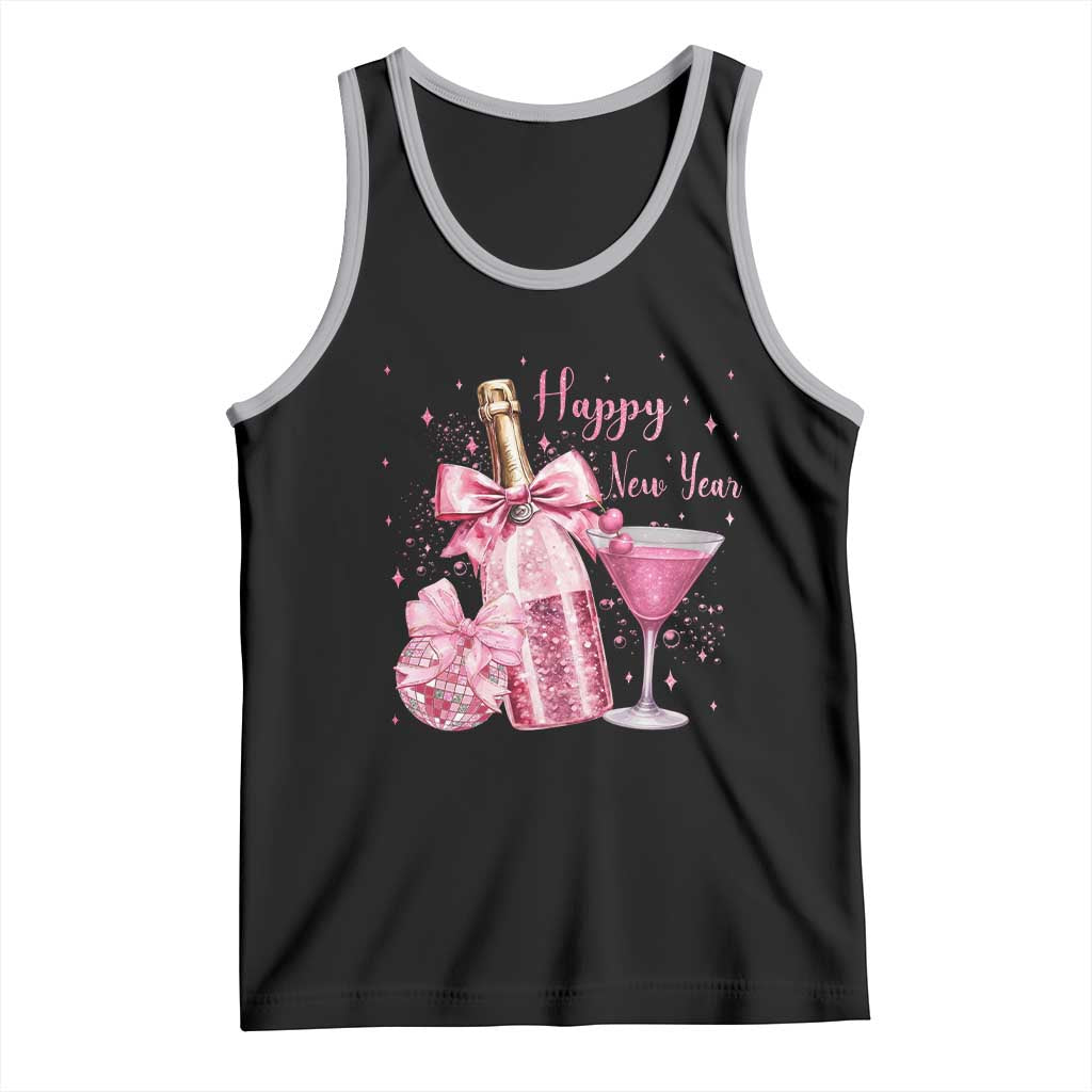 Happy New Year 2026 New Years Eve Party Tank Top Pink Cocktail Disco Ball TS11 Black Athletic Heather Print Your Wear