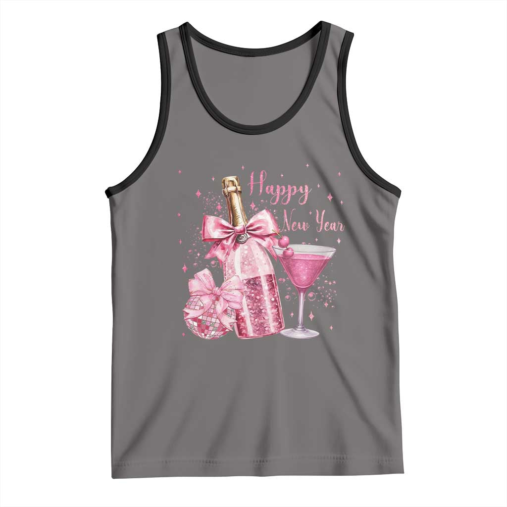 Happy New Year 2026 New Years Eve Party Tank Top Pink Cocktail Disco Ball TS11 Deep Heather Black Print Your Wear