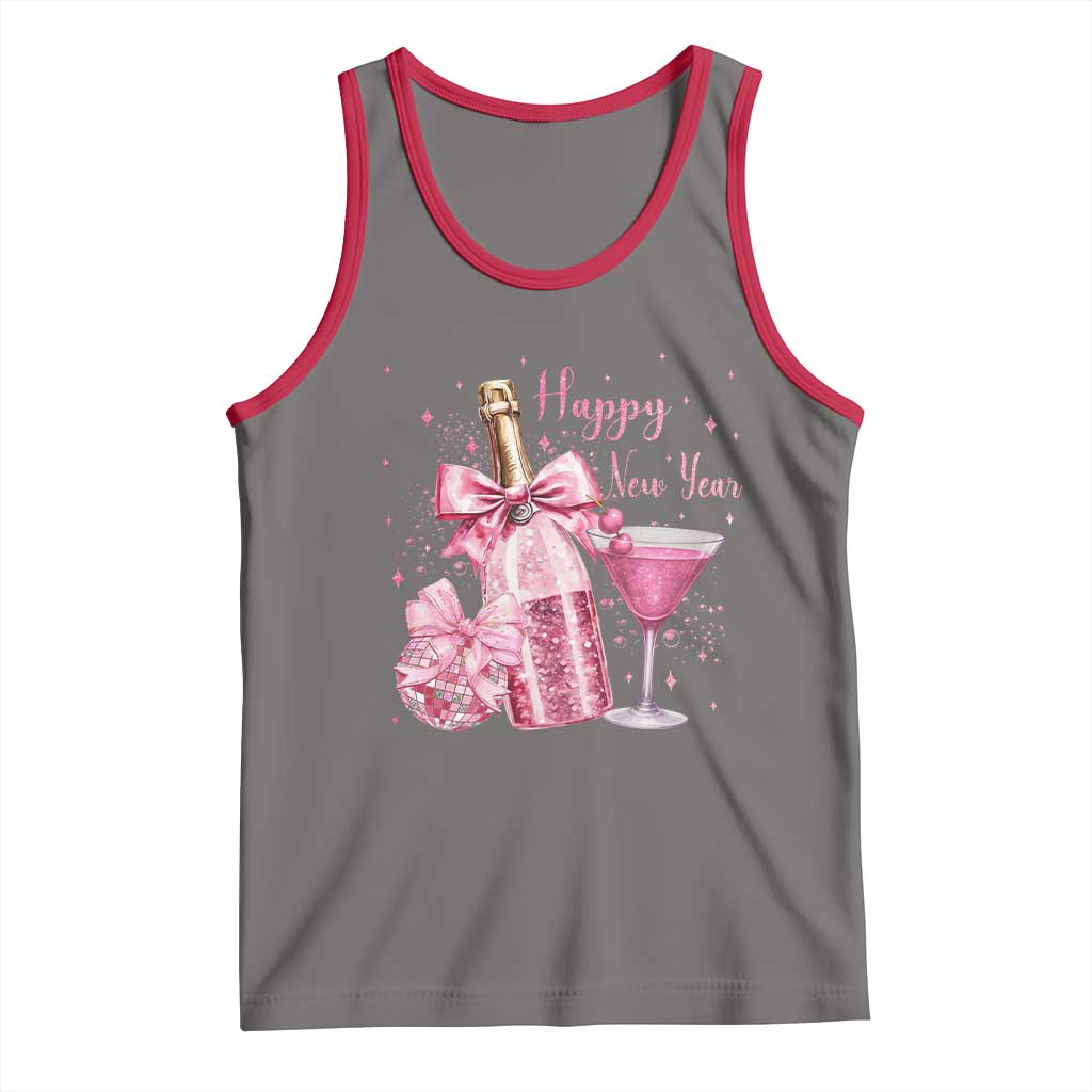 Happy New Year 2026 New Years Eve Party Tank Top Pink Cocktail Disco Ball TS11 Deep Heather Red Print Your Wear