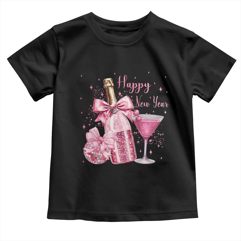 Happy New Year 2026 New Years Eve Party Toddler T Shirt Pink Cocktail Disco Ball TS11 Black Print Your Wear