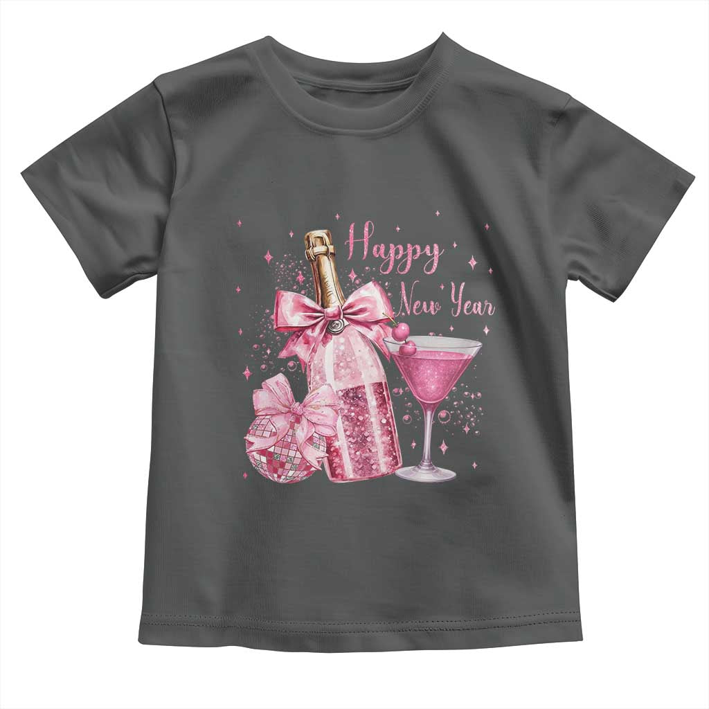 Happy New Year 2026 New Years Eve Party Toddler T Shirt Pink Cocktail Disco Ball TS11 Dark Heather Print Your Wear