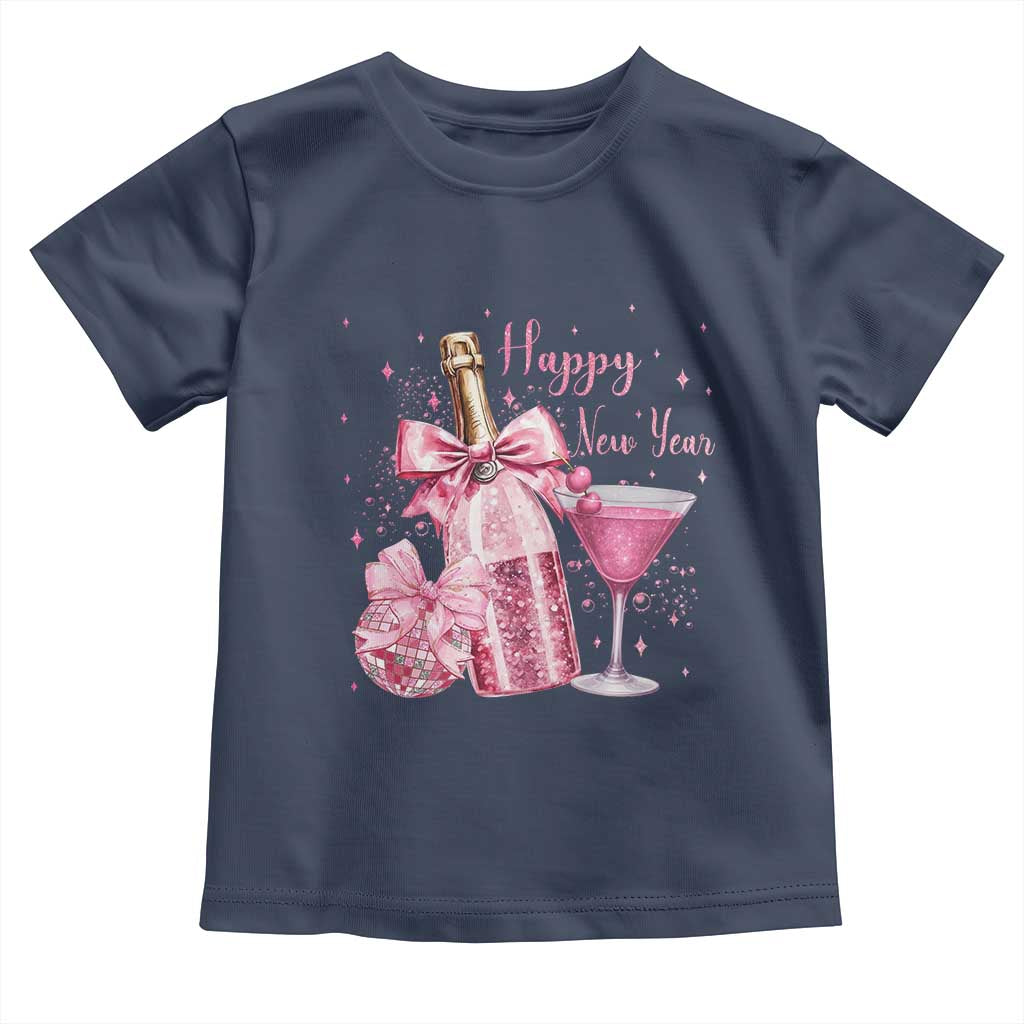 Happy New Year 2026 New Years Eve Party Toddler T Shirt Pink Cocktail Disco Ball TS11 Navy Print Your Wear