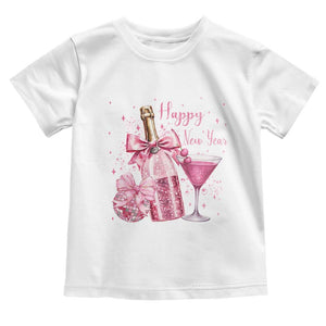 Happy New Year 2026 New Years Eve Party Toddler T Shirt Pink Cocktail Disco Ball TS11 White Print Your Wear