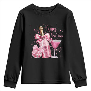 Happy New Year 2026 New Years Eve Party Youth Sweatshirt Pink Cocktail Disco Ball TS11 Black Print Your Wear