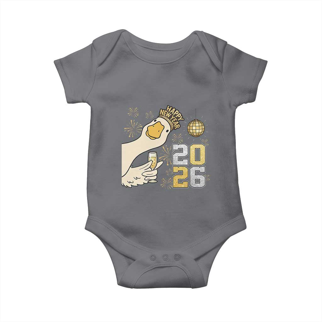 Funny New Years Eve Silly Goose 2026 Baby Onesie New Year Party TS11 Charcoal Print Your Wear
