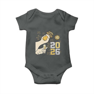 Funny New Years Eve Silly Goose 2026 Baby Onesie New Year Party TS11 Dark Heather Print Your Wear