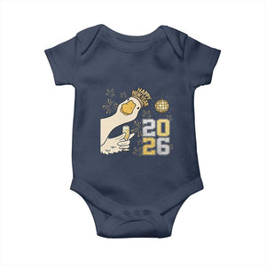 Funny New Years Eve Silly Goose 2026 Baby Onesie New Year Party TS11 Navy Print Your Wear