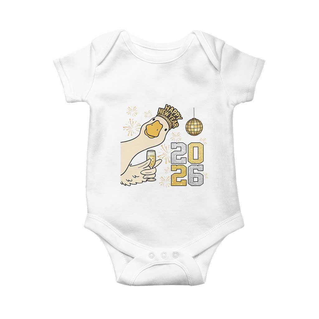 Funny New Years Eve Silly Goose 2026 Baby Onesie New Year Party TS11 White Print Your Wear