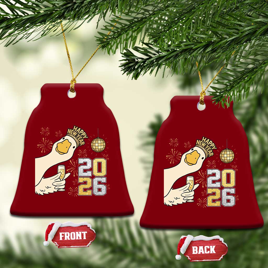 Funny New Years Eve Silly Goose 2026 Ceramic Ornament New Year Party TS11 Print Your Wear