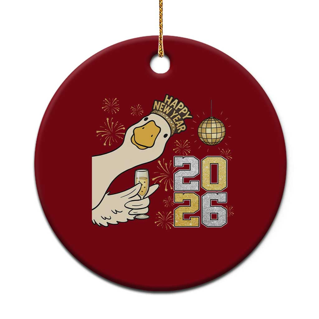 Funny New Years Eve Silly Goose 2026 Ceramic Ornament New Year Party TS11 1pc Red Print Your Wear