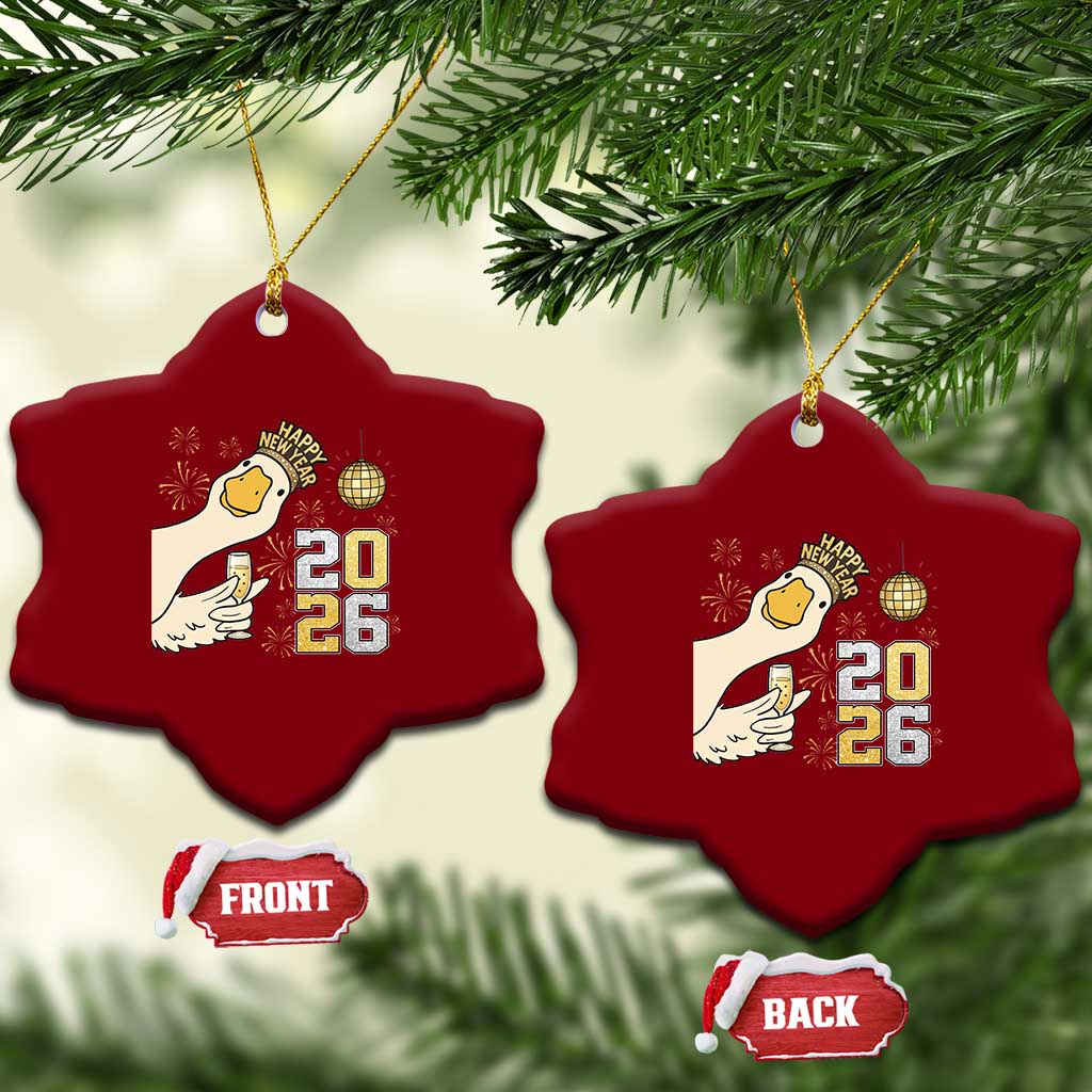 Funny New Years Eve Silly Goose 2026 Ceramic Ornament New Year Party TS11 Print Your Wear