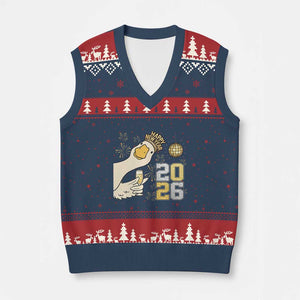 Funny New Years Eve Silly Goose 2026 V-Neck Knit Sweater Vest New Year Party TS11 Navy Red Print Your Wear