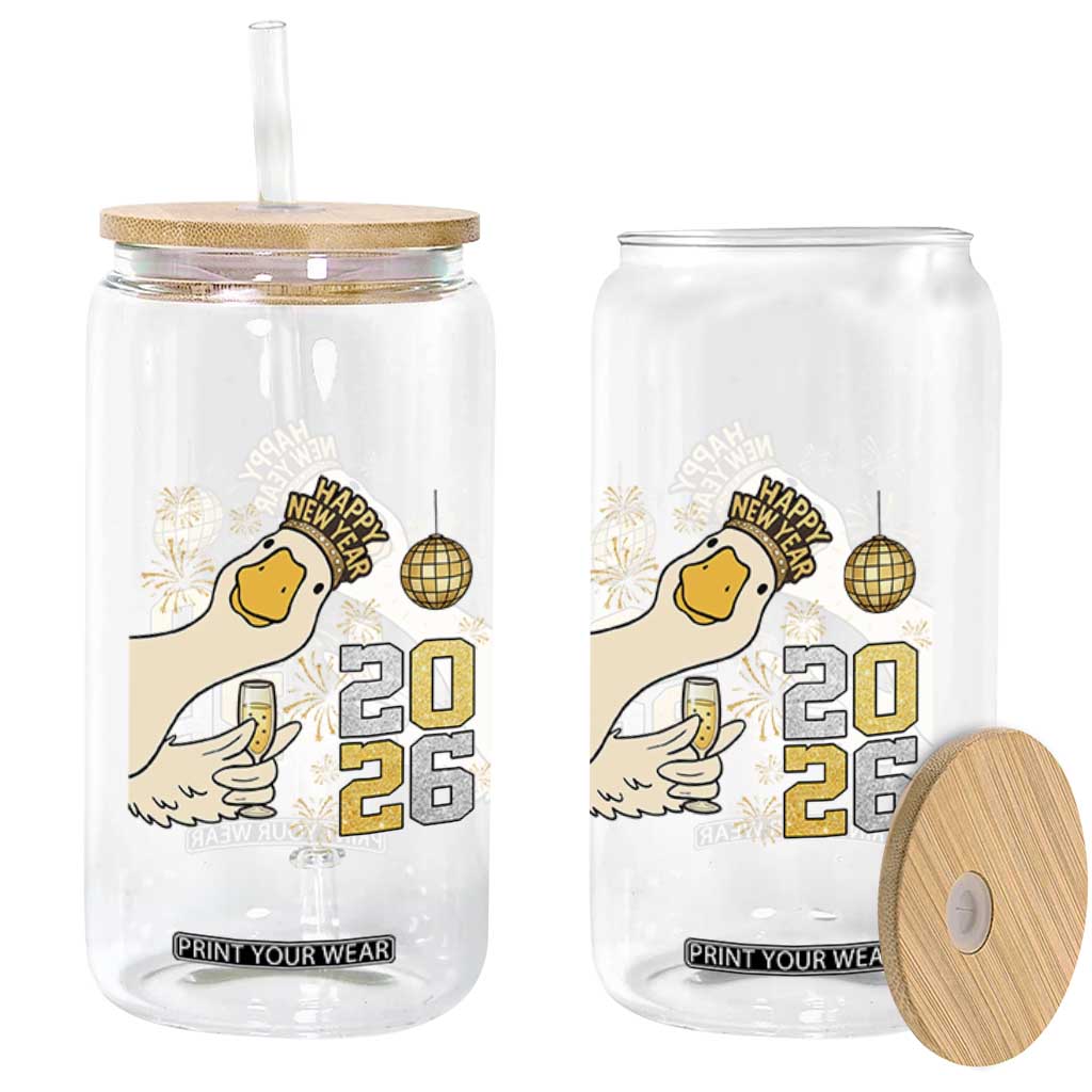Funny New Years Eve Silly Goose 2026 Glass Can New Year Party TS11 Print Your Wear