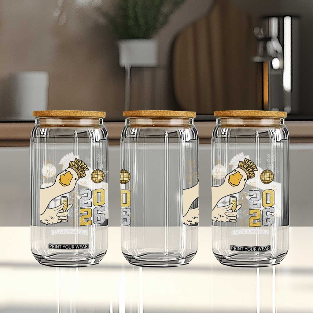 Funny New Years Eve Silly Goose 2026 Glass Can New Year Party TS11 Print Your Wear