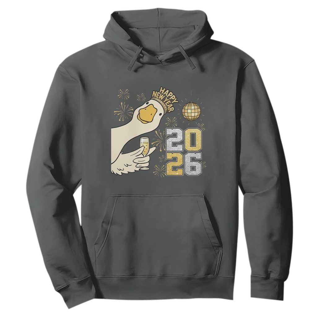 Funny New Years Eve Silly Goose 2026 Hoodie New Year Party TS11 Dark Heather Print Your Wear