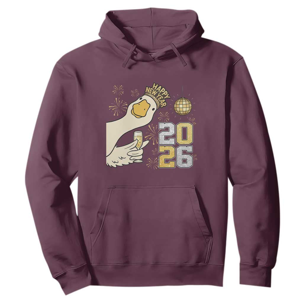 Funny New Years Eve Silly Goose 2026 Hoodie New Year Party TS11 Maroon Print Your Wear