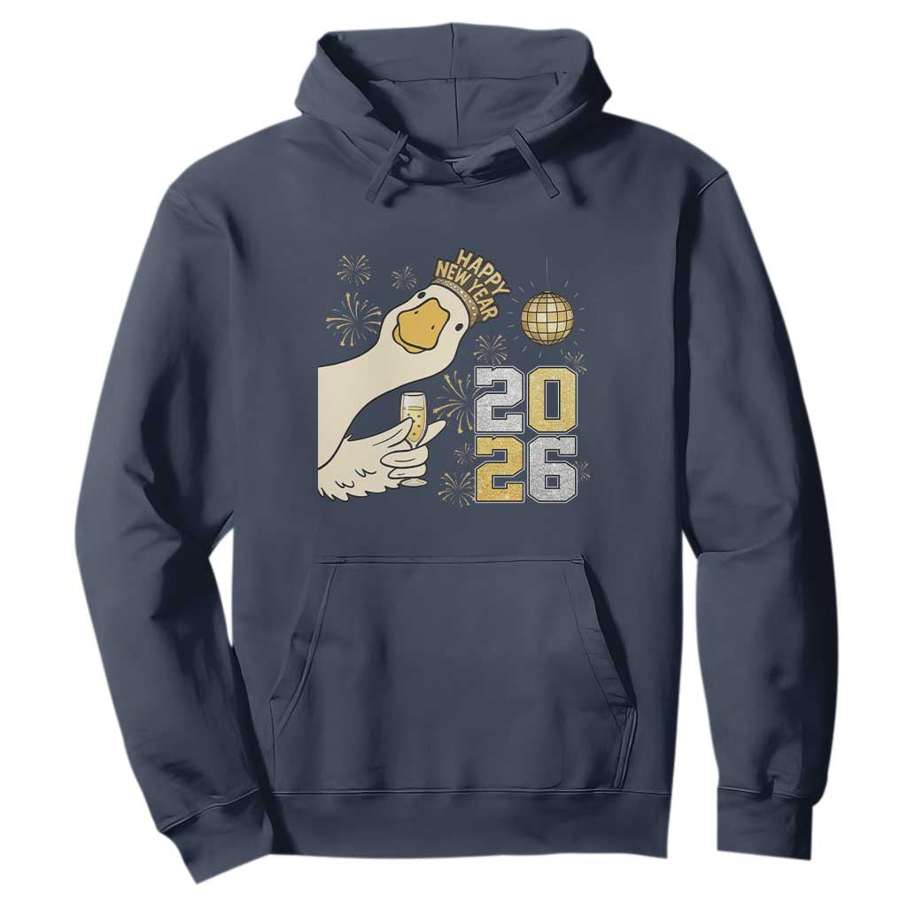 Funny New Years Eve Silly Goose 2026 Hoodie New Year Party TS11 Navy Print Your Wear