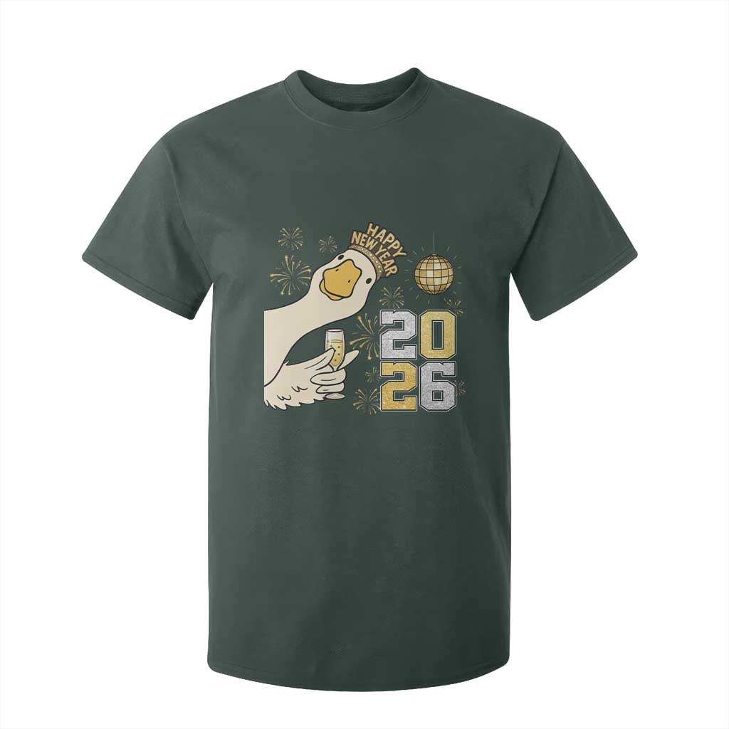 Funny New Years Eve Silly Goose 2026 T Shirt For Kid New Year Party TS11 Dark Forest Green Print Your Wear