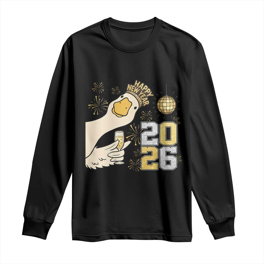 Funny New Years Eve Silly Goose 2026 Long Sleeve Shirt New Year Party TS11 Black Print Your Wear