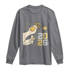 Funny New Years Eve Silly Goose 2026 Long Sleeve Shirt New Year Party TS11 Charcoal Print Your Wear