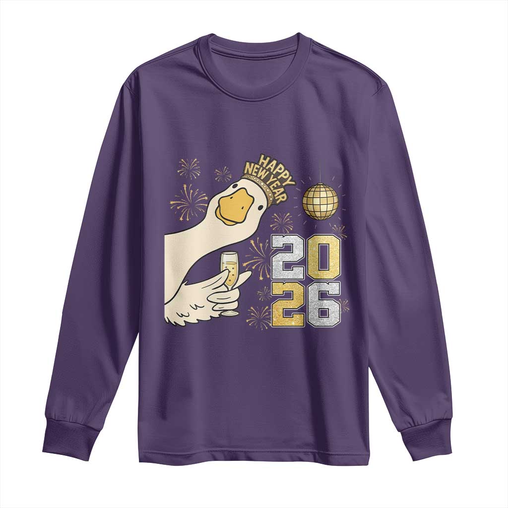 Funny New Years Eve Silly Goose 2026 Long Sleeve Shirt New Year Party TS11 Purple Print Your Wear