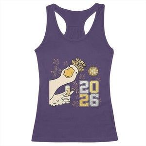 Funny New Years Eve Silly Goose 2026 Racerback Tank Top New Year Party TS11 Purple Print Your Wear