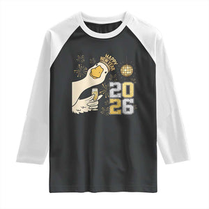 Funny New Years Eve Silly Goose 2026 Raglan Shirt New Year Party TS11 Black White Print Your Wear