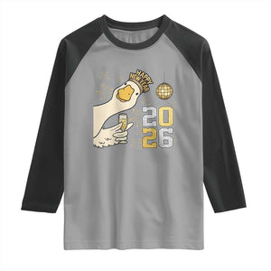 Funny New Years Eve Silly Goose 2026 Raglan Shirt New Year Party TS11 Sport Gray Black Print Your Wear