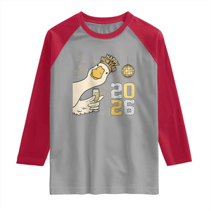 Funny New Years Eve Silly Goose 2026 Raglan Shirt New Year Party TS11 Sport Gray Red Print Your Wear