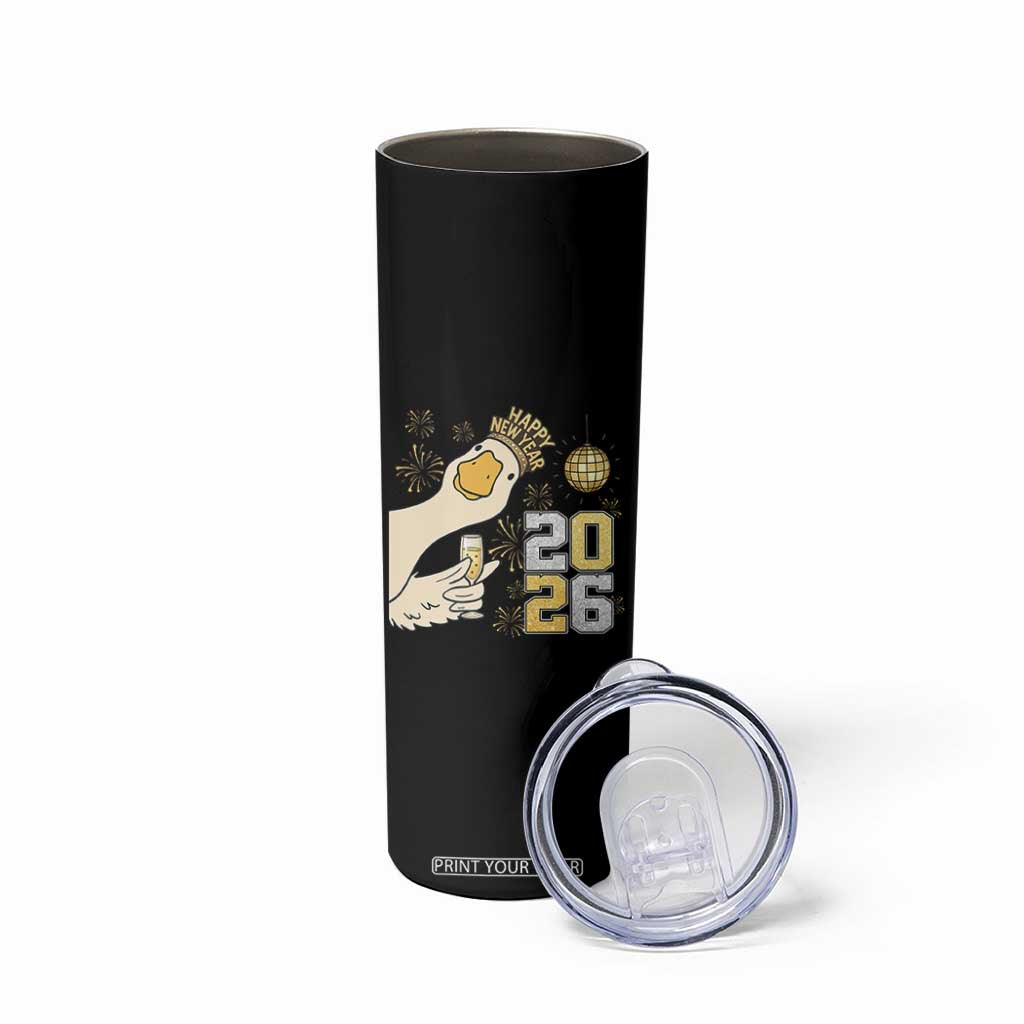 Funny New Years Eve Silly Goose 2026 Skinny Tumbler New Year Party TS11 Print Your Wear