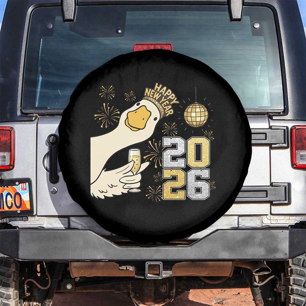Funny New Years Eve Silly Goose 2026 Spare Tire Cover New Year Party TS11 No hole Black Print Your Wear