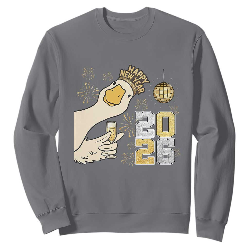 Funny New Years Eve Silly Goose 2026 Sweatshirt New Year Party TS11 Charcoal Print Your Wear