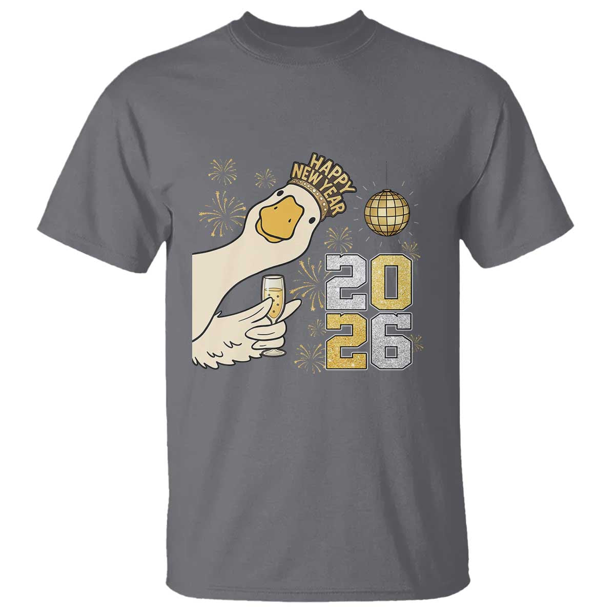 Funny New Years Eve Silly Goose 2026 T Shirt New Year Party TS11 Charcoal Print Your Wear