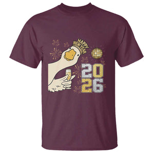 Funny New Years Eve Silly Goose 2026 T Shirt New Year Party TS11 Maroon Print Your Wear