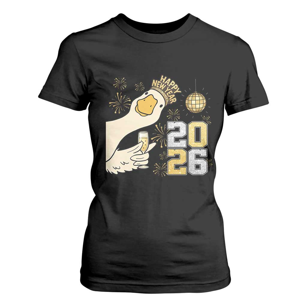 Funny New Years Eve Silly Goose 2026 T Shirt For Women New Year Party TS11 Black Print Your Wear
