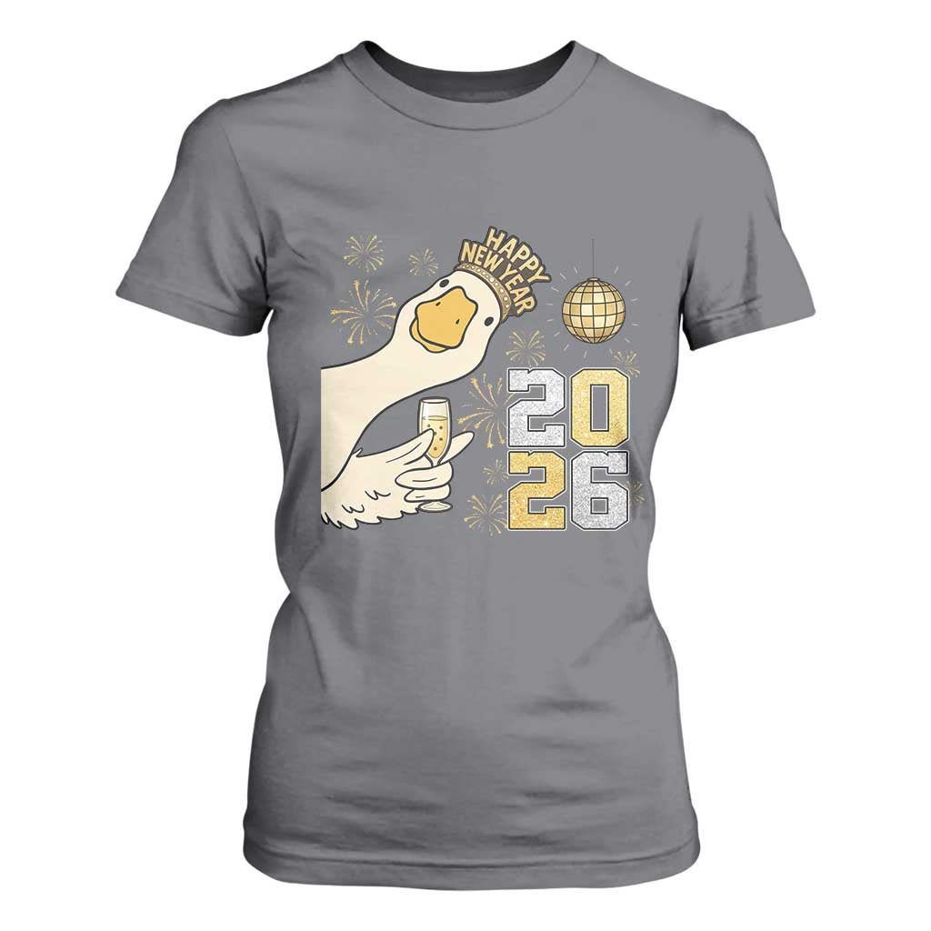 Funny New Years Eve Silly Goose 2026 T Shirt For Women New Year Party TS11 Charcoal Print Your Wear