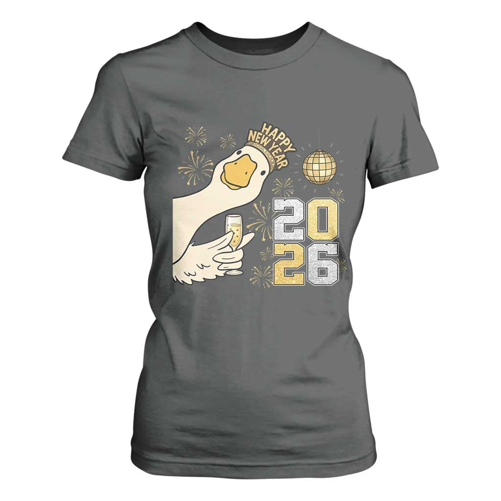 Funny New Years Eve Silly Goose 2026 T Shirt For Women New Year Party TS11 Dark Heather Print Your Wear