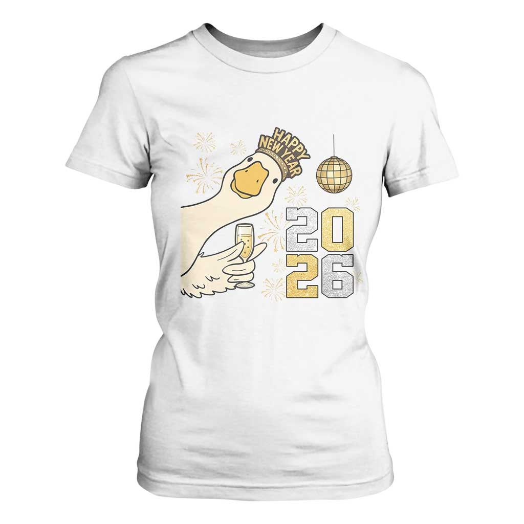 Funny New Years Eve Silly Goose 2026 T Shirt For Women New Year Party TS11 White Print Your Wear