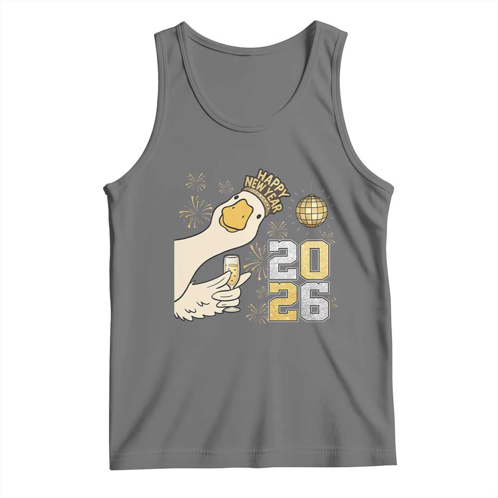 Funny New Years Eve Silly Goose 2026 Tank Top New Year Party TS11 Black Heather Print Your Wear