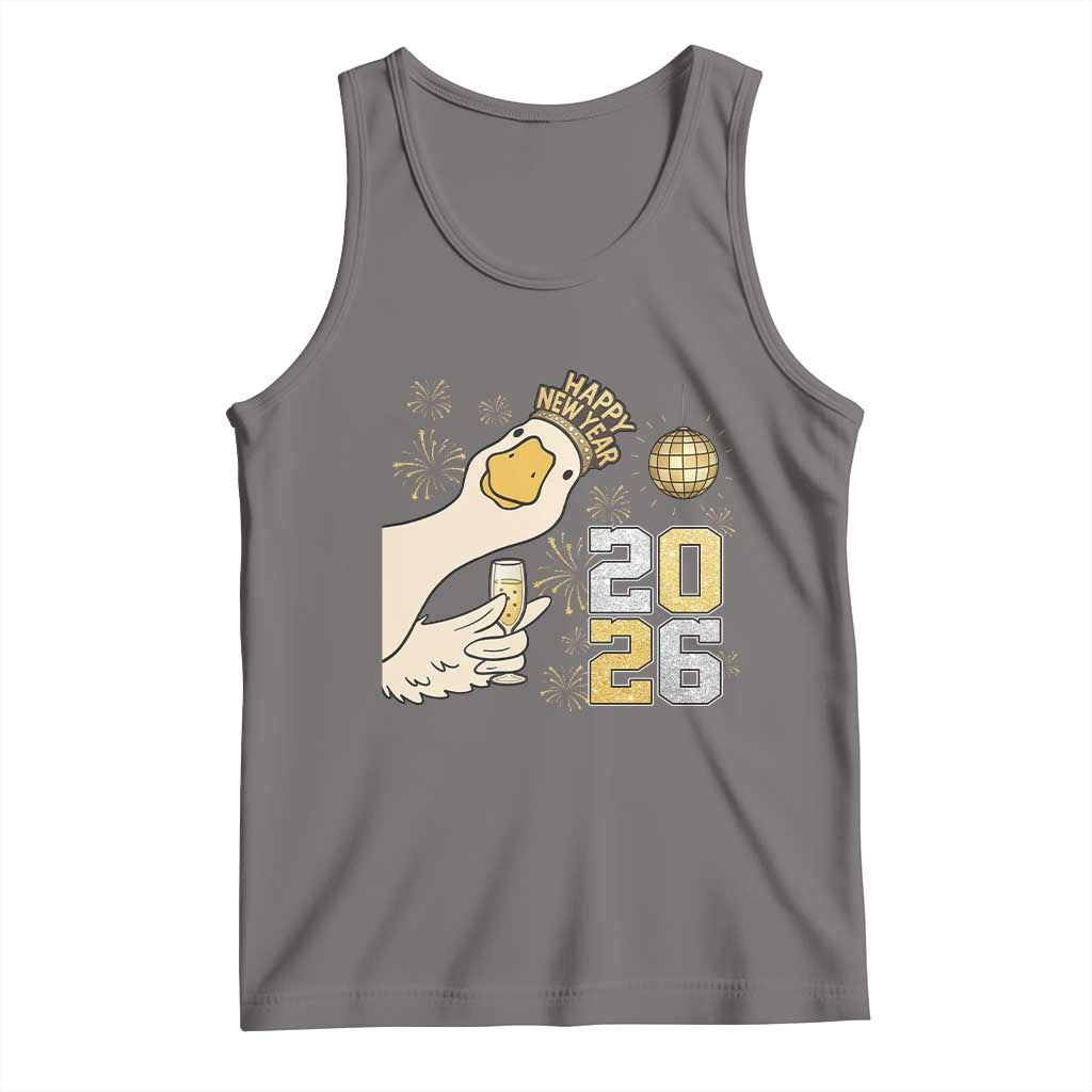Funny New Years Eve Silly Goose 2026 Tank Top New Year Party TS11 Deep Heather Print Your Wear