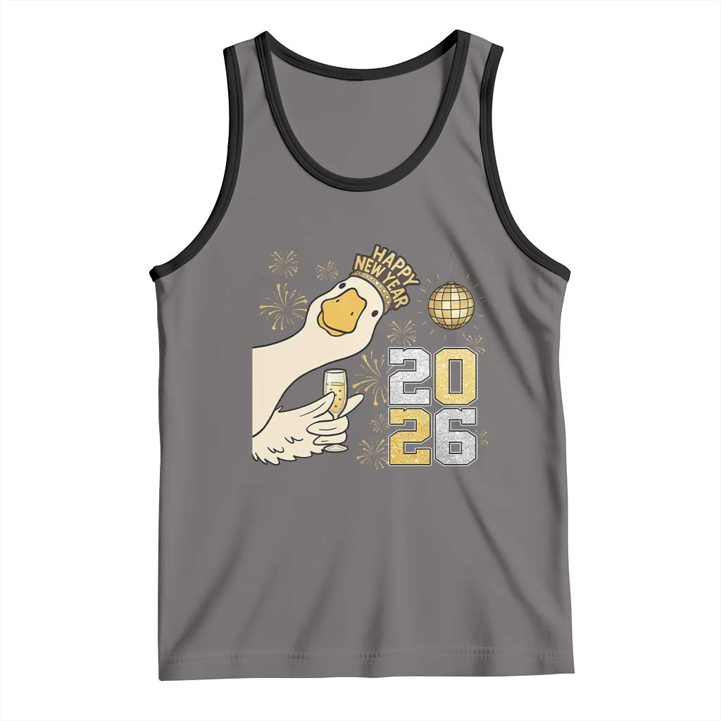 Funny New Years Eve Silly Goose 2026 Tank Top New Year Party TS11 Deep Heather Black Print Your Wear