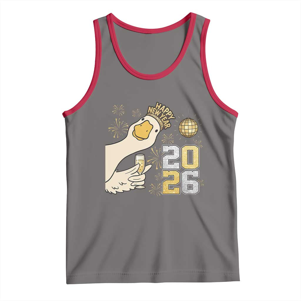 Funny New Years Eve Silly Goose 2026 Tank Top New Year Party TS11 Deep Heather Red Print Your Wear