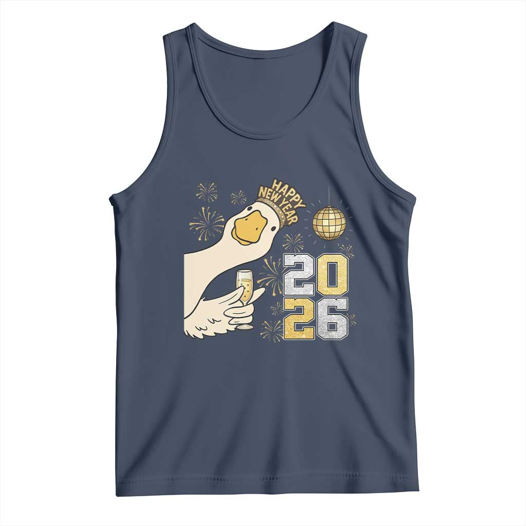 Funny New Years Eve Silly Goose 2026 Tank Top New Year Party TS11 Navy Print Your Wear