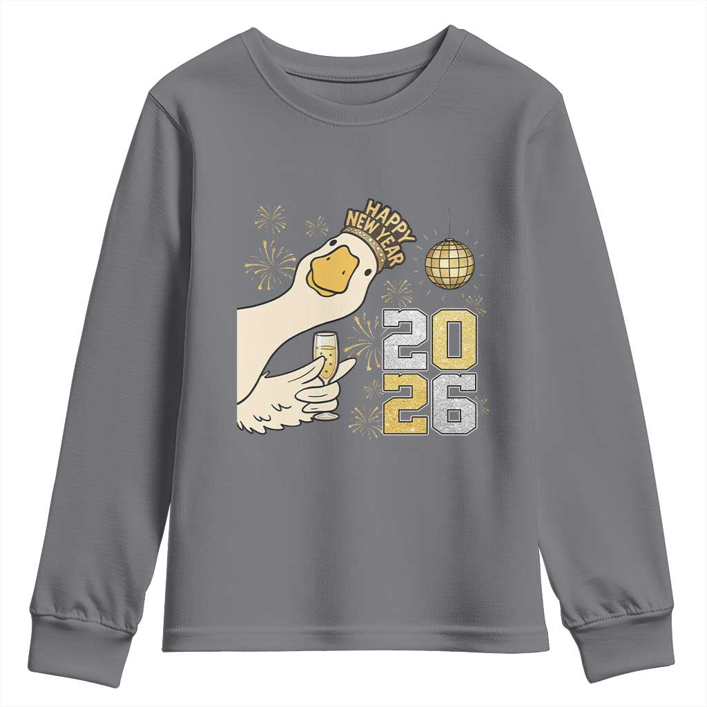 Funny New Years Eve Silly Goose 2026 Youth Sweatshirt New Year Party TS11 Charcoal Print Your Wear