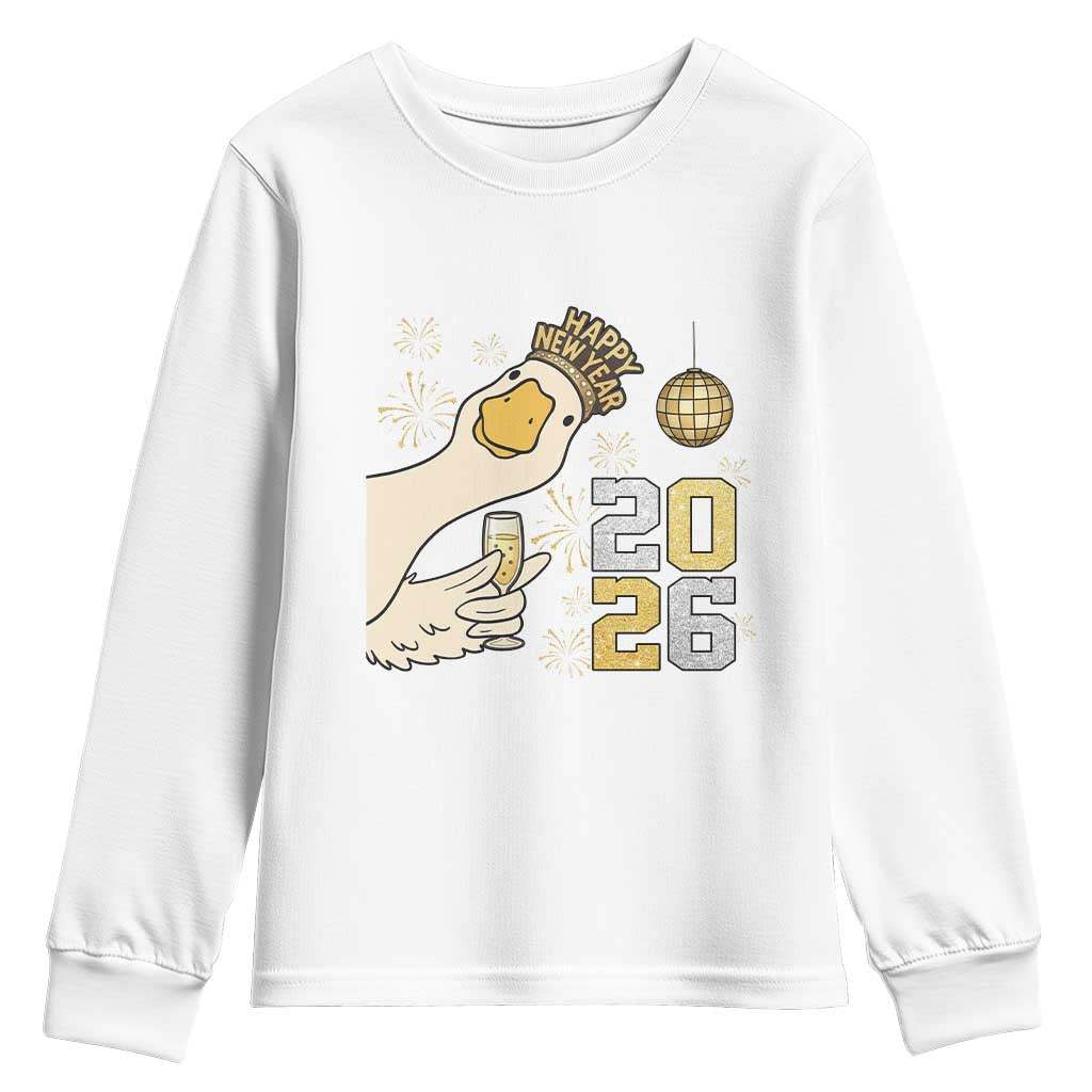 Funny New Years Eve Silly Goose 2026 Youth Sweatshirt New Year Party TS11 White Print Your Wear