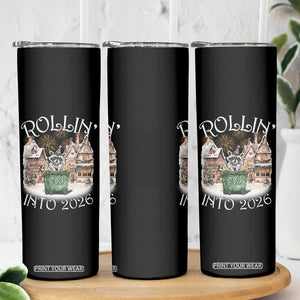 Funny Raccoon Rollin Into 2026 Skinny Tumbler New Year Dumpster Fire Firework TS11 Print Your Wear