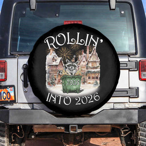 Funny Raccoon Rollin Into 2026 Spare Tire Cover New Year Dumpster Fire Firework TS11 No hole Black Print Your Wear