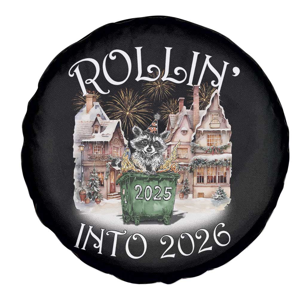Funny Raccoon Rollin Into 2026 Spare Tire Cover New Year Dumpster Fire Firework TS11 Print Your Wear