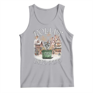Funny Raccoon Rollin Into 2026 Tank Top New Year Dumpster Fire Firework TS11 Athletic Heather Print Your Wear